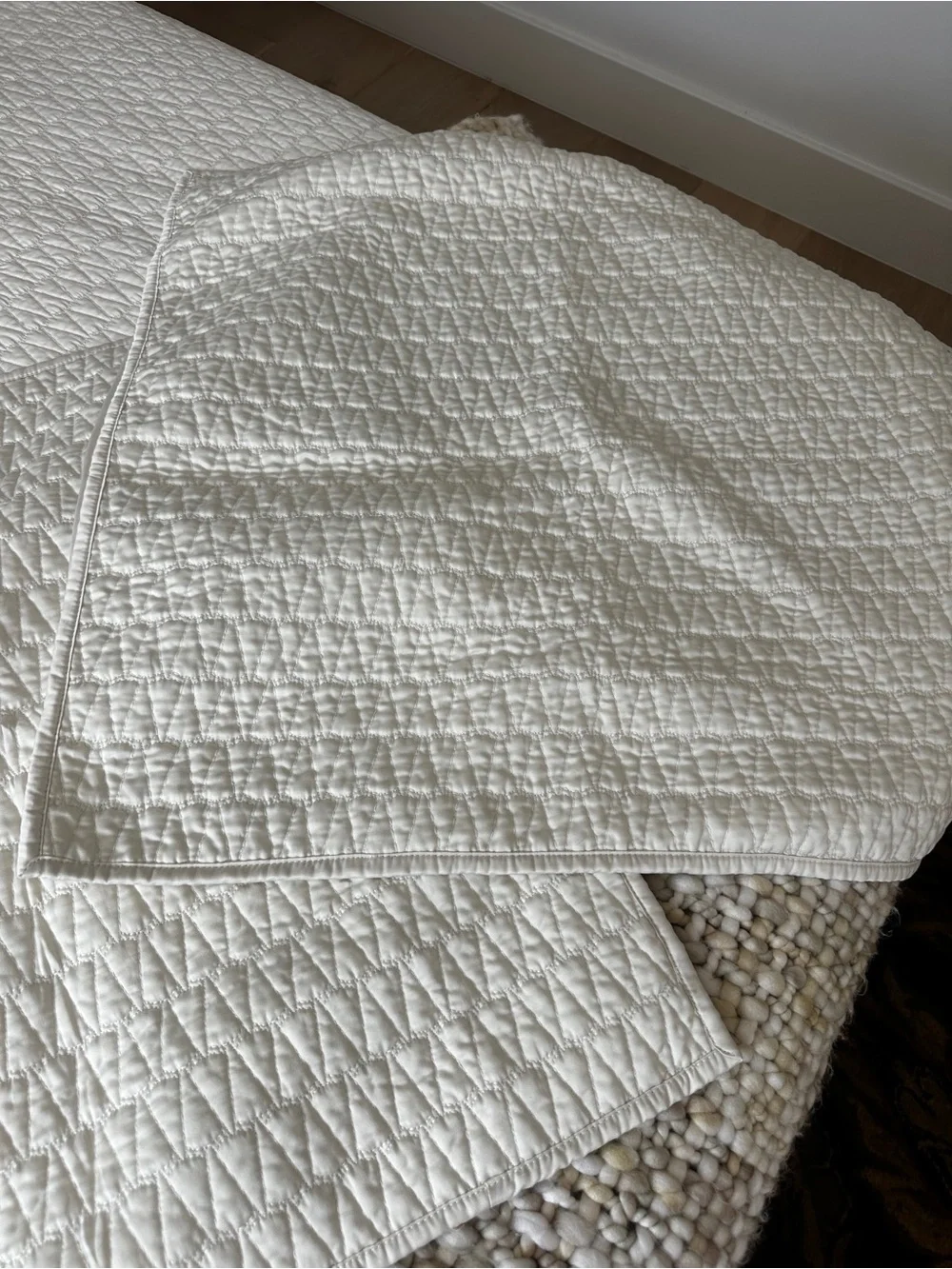 West Elm Ivory/Cream Quilted European Shams perfect condition - 3 shams